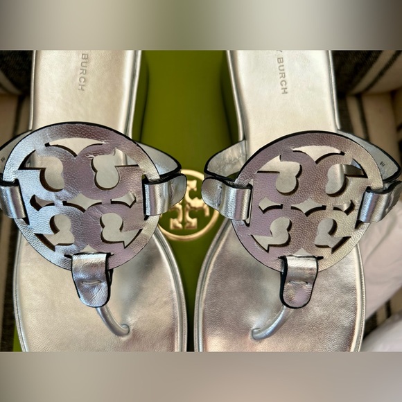 Tory Burch Silver Miller Platform Women's Sandals - Picture 3 of 6